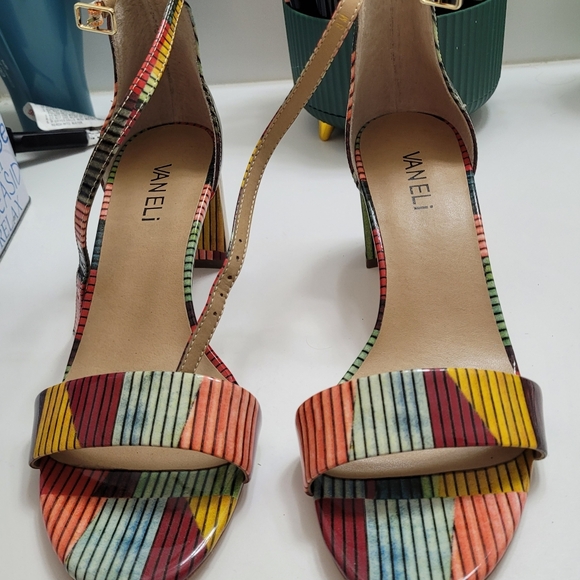 Vero Cuoio Multicolor Striped Heels - Picture 1 of 5